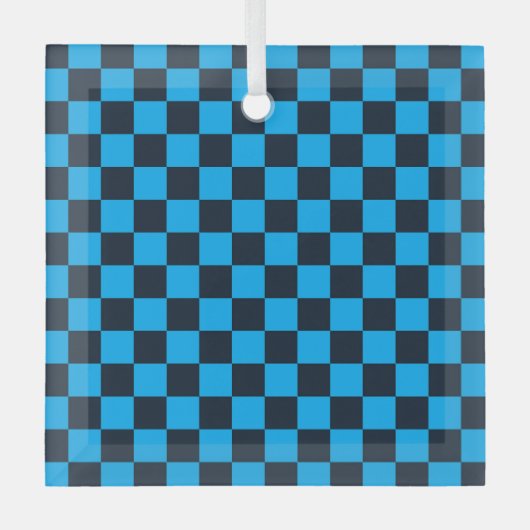 Blaubeer kariertes Muster Ornament Aus Glas (Vorderseite)