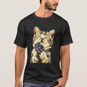 Blaubeer-Katzenporträt Aquarell-Tierkunst Blaubeer T-Shirt