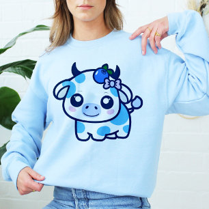 Blaubeer-Kuh blau Kawaii-Bekleidung Süße Kuh-Gesch T-Shirt