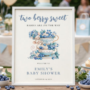 Blaubeer-Mäuse-Zwillinge-Beeren-Willkommen-Baby-Pa Poster