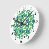 Blaubeer-modernes-elegantes Muster Grün Lila Runde Wanduhr (Winkel)