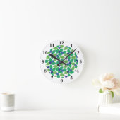 Blaubeer-modernes-elegantes Muster Grün Lila Runde Wanduhr (Zuhause)