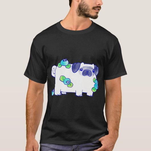 Blaubeer-Mops-Aquarell T-Shirt (Vorderseite)