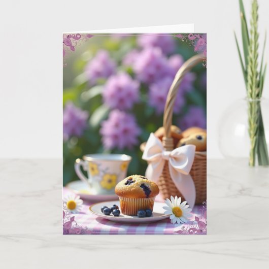 Blaubeer-Muffin-Geburtstagskarte Karte (Vorderseite)
