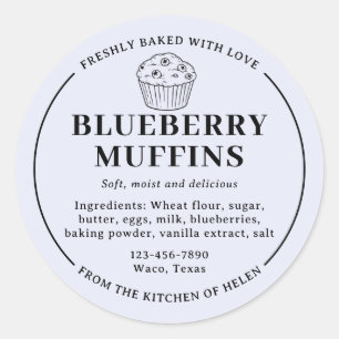 Blaubeer-Muffins-Bäckerei-Zutatenetikett von lce B Runder Aufkleber