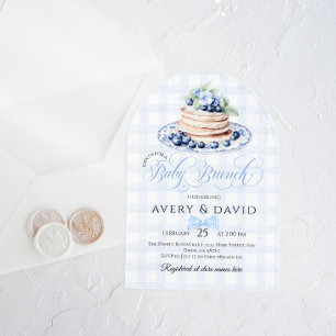 Blaubeer-Pfannkuchen-Baby-Brunch-Baby-Shower-Junge Acryleinladungen