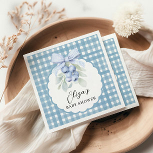 Blaubeer-Süß-Gingham-Baby-Party Serviette