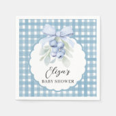 Blaubeer-Süß-Gingham-Baby-Party Serviette (Vorderseite)