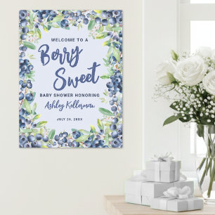 Blaubeer-Süße-Baby-Party-Willkommensschild Poster