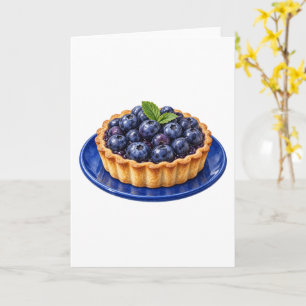 Blaubeer-Torte auf einem blauen Teller Karte