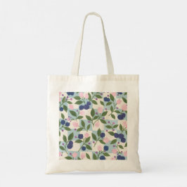 Blaubeer- und rosa Blumen-Botanik-Muster-Tasche Tragetasche