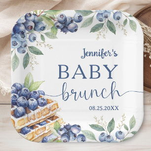 Blaubeer-Waffel-Junge-Baby-Shower-Brunch Pappteller