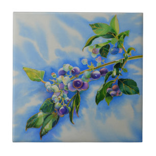 Blaubeer-Wasserfarbenmalerei Fliese