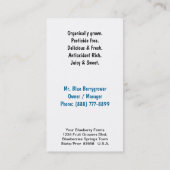 Blaubeerbauernhof oder -verkäufe visitenkarte (Rückseite)