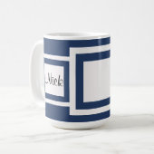 Blaubeerblau-Monogramm Kaffeetasse (Vorderseite Links)