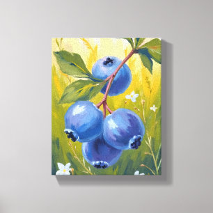 Blaubeerbusch   Frucht Aquarellmalerei Leinwanddruck