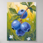 Blaubeerbusch | Frucht Aquarellmalerei Poster (Vorne)