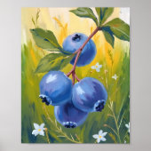 Blaubeerbusch | Frucht Aquarellmalerei Poster (Vorne)