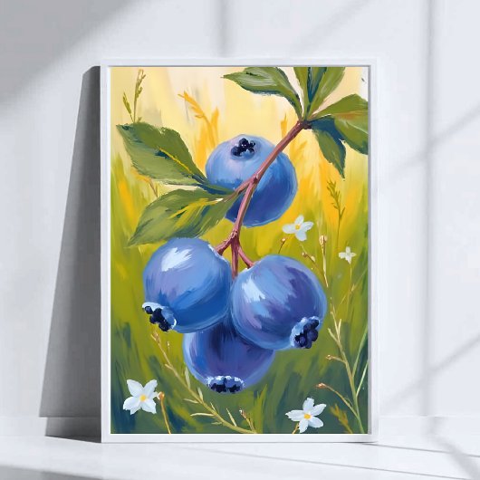 Blaubeerbusch | Frucht Aquarellmalerei Poster