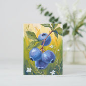 Blaubeerbusch | Frucht Aquarellmalerei Postkarte (Stehend Vorderseite)