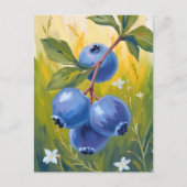 Blaubeerbusch | Frucht Aquarellmalerei Postkarte (Vorderseite)