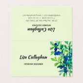 Blaubeere Aquarell Visitenkarten (Außenseite Aufgefaltet)