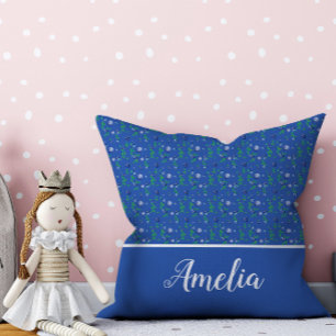 Blaubeere-Aquarellmuster niedlicher Name blau Kissen