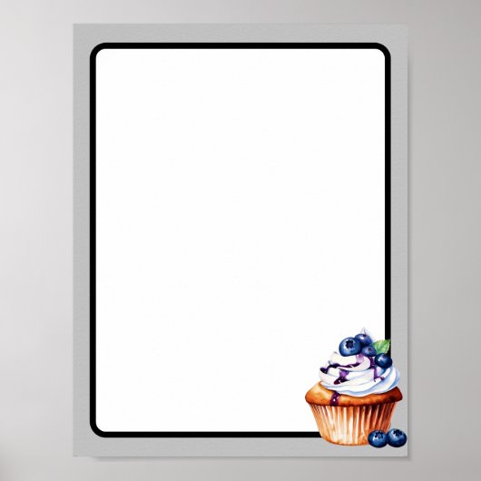 Blaubeere Cupcake individuell anpassbar Poster (Vorne)