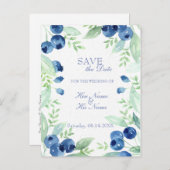 Blaubeere im Sommer Rustikale Hochzeit retten Datu Ankündigungspostkarte (Vorne/Hinten)