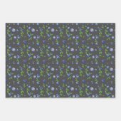Blaubeere lila-grünes Graumuster Geschenkpapier Set (Vorderseite)