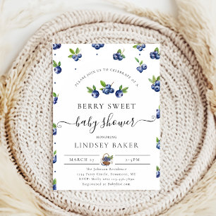 Blaubeere mit Wasserfarbe Berry Sweet Baby Dusche Einladung
