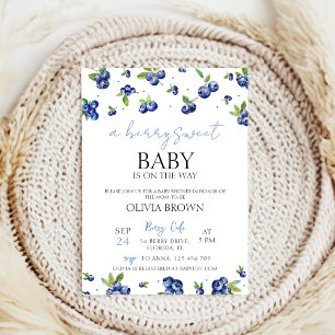 Blaubeere mit Wasserfarbe Berry Sweet Baby Dusche Einladung