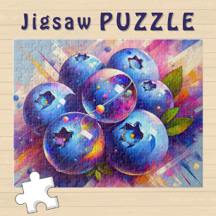 Blaubeere moderne abstrakte Glas-Marmor-Malerei - Puzzle