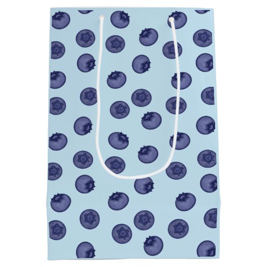 Blaubeere natürlich. Blaubeeren auf blau Mittlere Geschenktüte (Rückseite)