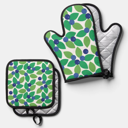 Blaubeere. Ofenhandschuh & Topflappen-Set (Vorderseite/Rückseite)