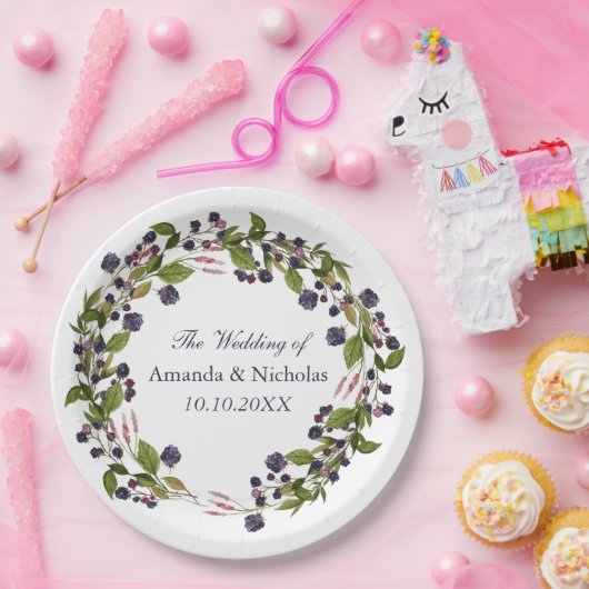 Blaubeere | Rustikale Trauung personalisiert Pappteller (Party)