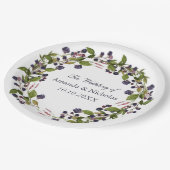 Blaubeere | Rustikale Trauung personalisiert Pappteller (Schrägansicht)