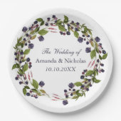 Blaubeere | Rustikale Trauung personalisiert Pappteller (Vorderseite)