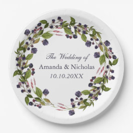 Blaubeere | Rustikale Trauung personalisiert Pappteller