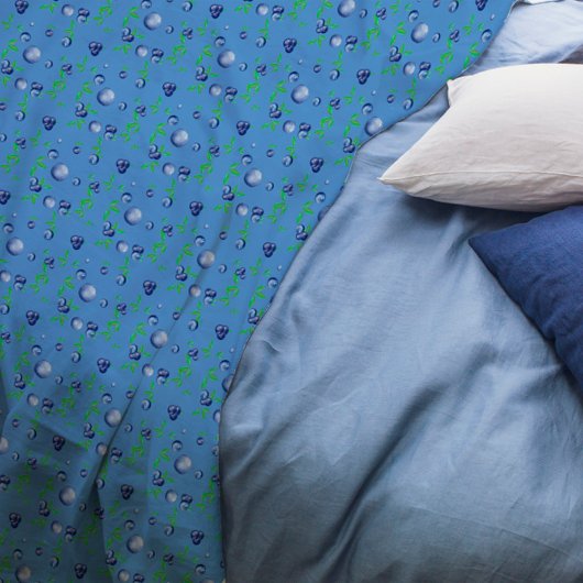 Blaubeere-Wasserfarbmuster niedliches Mädchen blau Fleecedecke