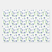 Blaubeere-weißes rosa Muster Geschenkpapier Set (Vorderseite)