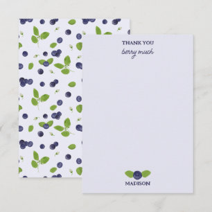 Blaubeeren Aquarell Blaubeerblüten Laub Dankeskarte