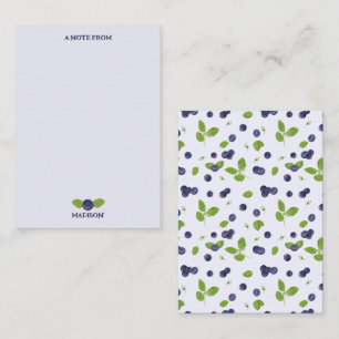 Blaubeeren Aquarell Blaubeerblüten Laub Mitteilungskarte