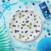 Blaubeeren Aquarell Blaubeerblüten Laub Pappteller (Party)
