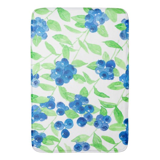 Blaubeeren-Aquarellmuster Badematte (Vorderseite Vertikal)