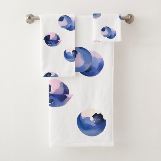 Blaubeeren Aquarellmuster  Badhandtuch Set (Insitu)