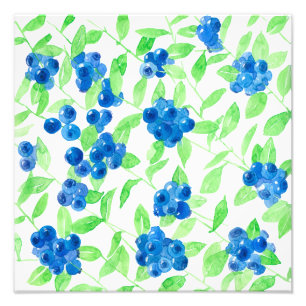 Blaubeeren-Aquarellmuster Fotodruck