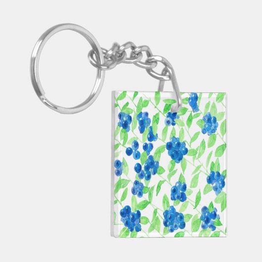 Blaubeeren-Aquarellmuster Schlüsselanhänger (Vorderseite links)