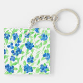 Blaubeeren-Aquarellmuster Schlüsselanhänger (Rückseite)