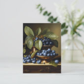 Blaubeeren auf dem Tisch Postkarte (Stehend Vorderseite)